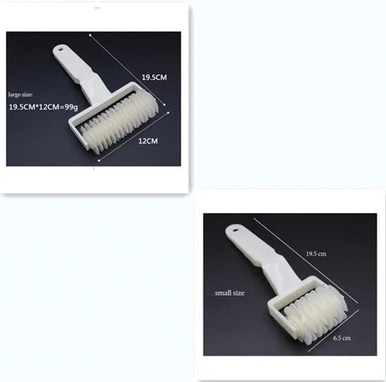 Plastic pizza knife set in white, sizes S, M, L, for clean slicing