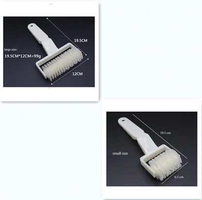 Plastic pizza knife set in white, sizes S, M, L, for clean slicing