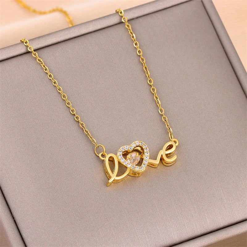 Stunning titanium steel necklace with unique letter/number/text design, perfect for fashion-forward women