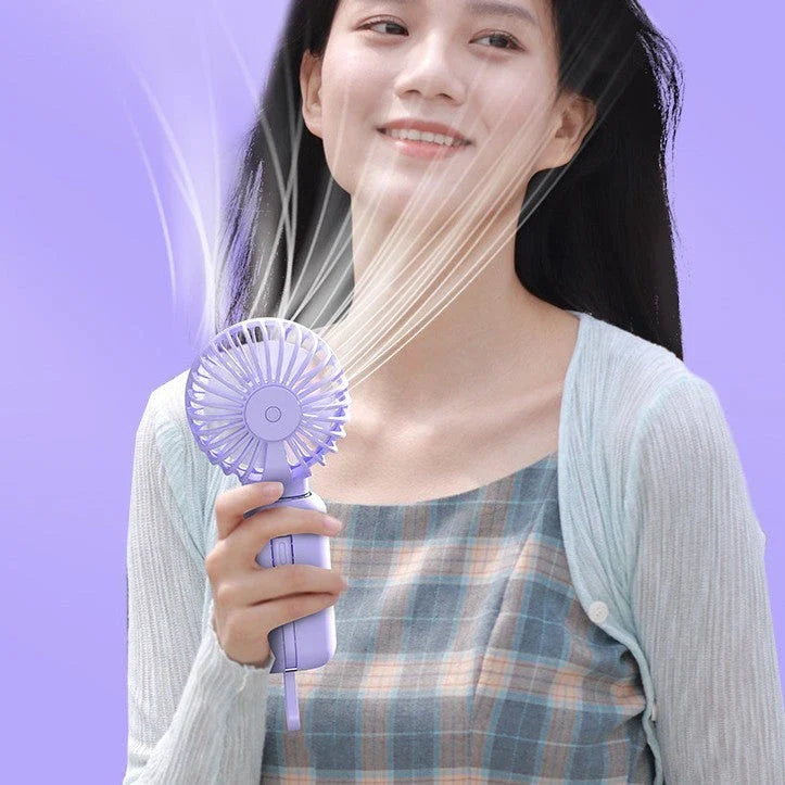 Portable 2-in-1 handheld fan with fast charging capability in vibrant colors