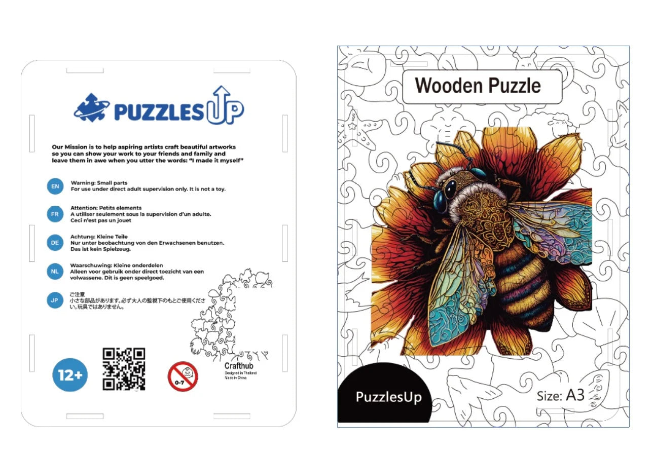 PuzzlesUp Round And Rectangle Wooden Box - Handcrafted Storage Solution