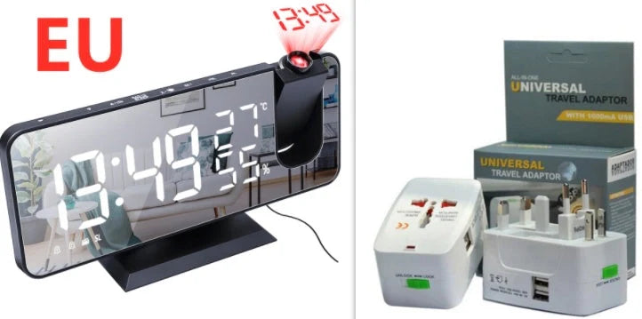 Multifunctional radio projection alarm clock with LED display and USB port