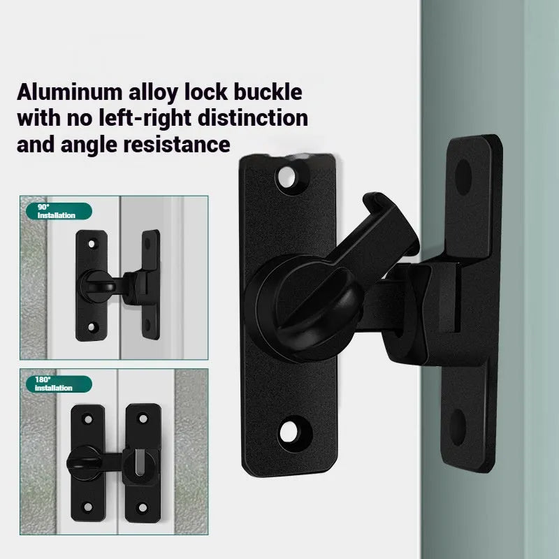 Aluminium alloy punch-free door latch in silver, black, grey or gold for 90 and 180 degree household doors