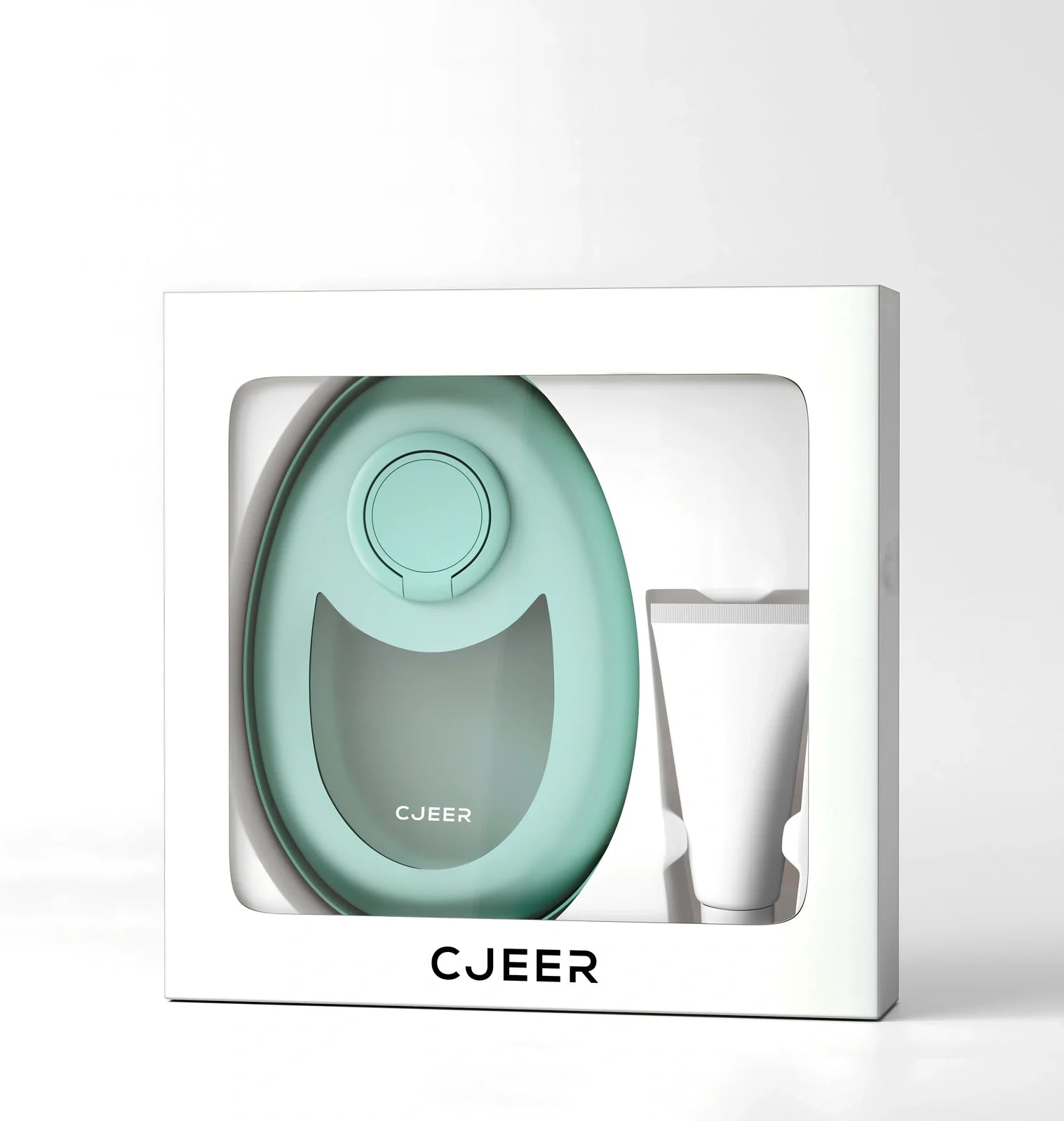 CJEER green crystal hair eraser with nano-glass surface and metal grip ring for painless leg arm removal, includes soothing gel