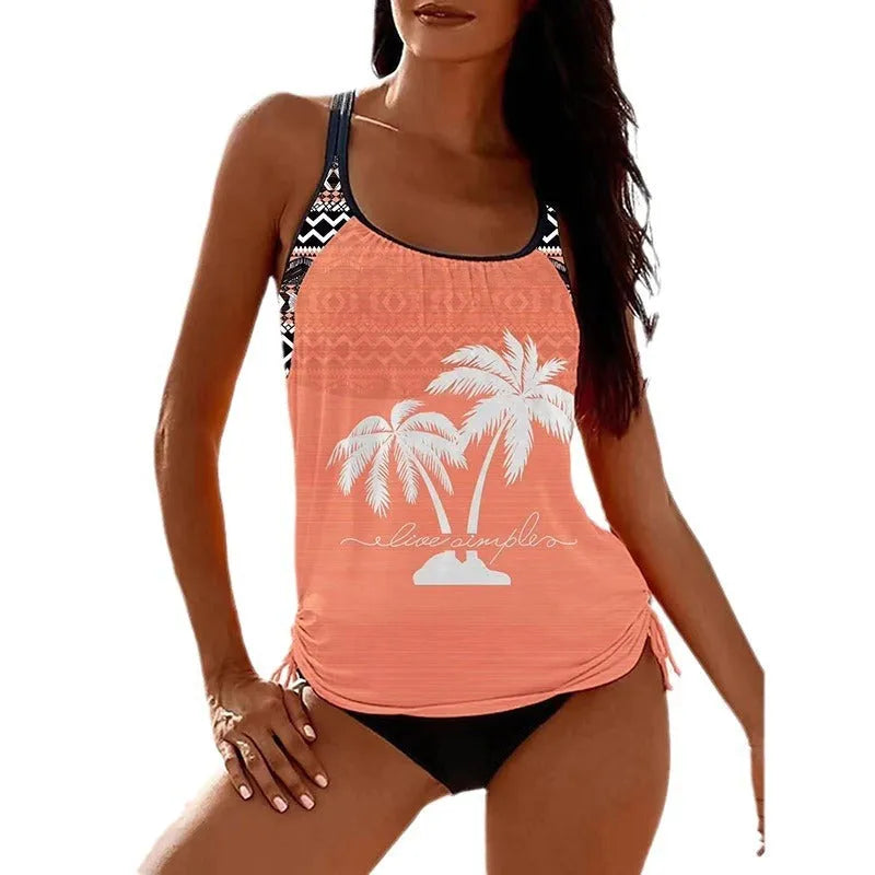 Women's loose fit tangini bikini briefs in polyester for sports and fitness activities