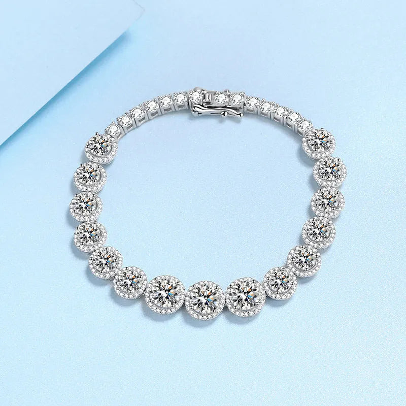 925 sterling silver full moissanite starry sky wave bracelet for women, geometric affordable luxury style