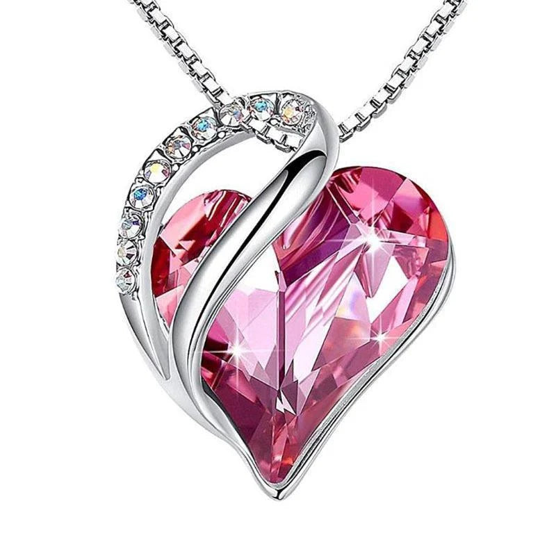 925 silver heart-shaped geometric necklace for women in various colours