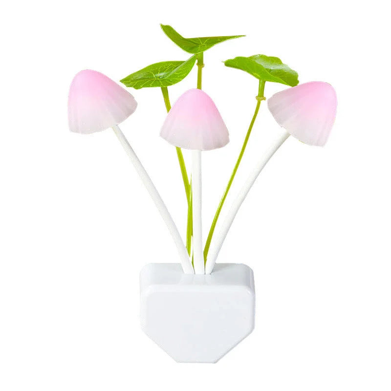LED Mushroom Night Light with color-changing feature and automatic sensor