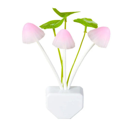 LED Mushroom Night Light with color-changing feature and automatic sensor