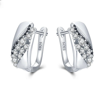 Copper stud earrings with round design and black finish for women