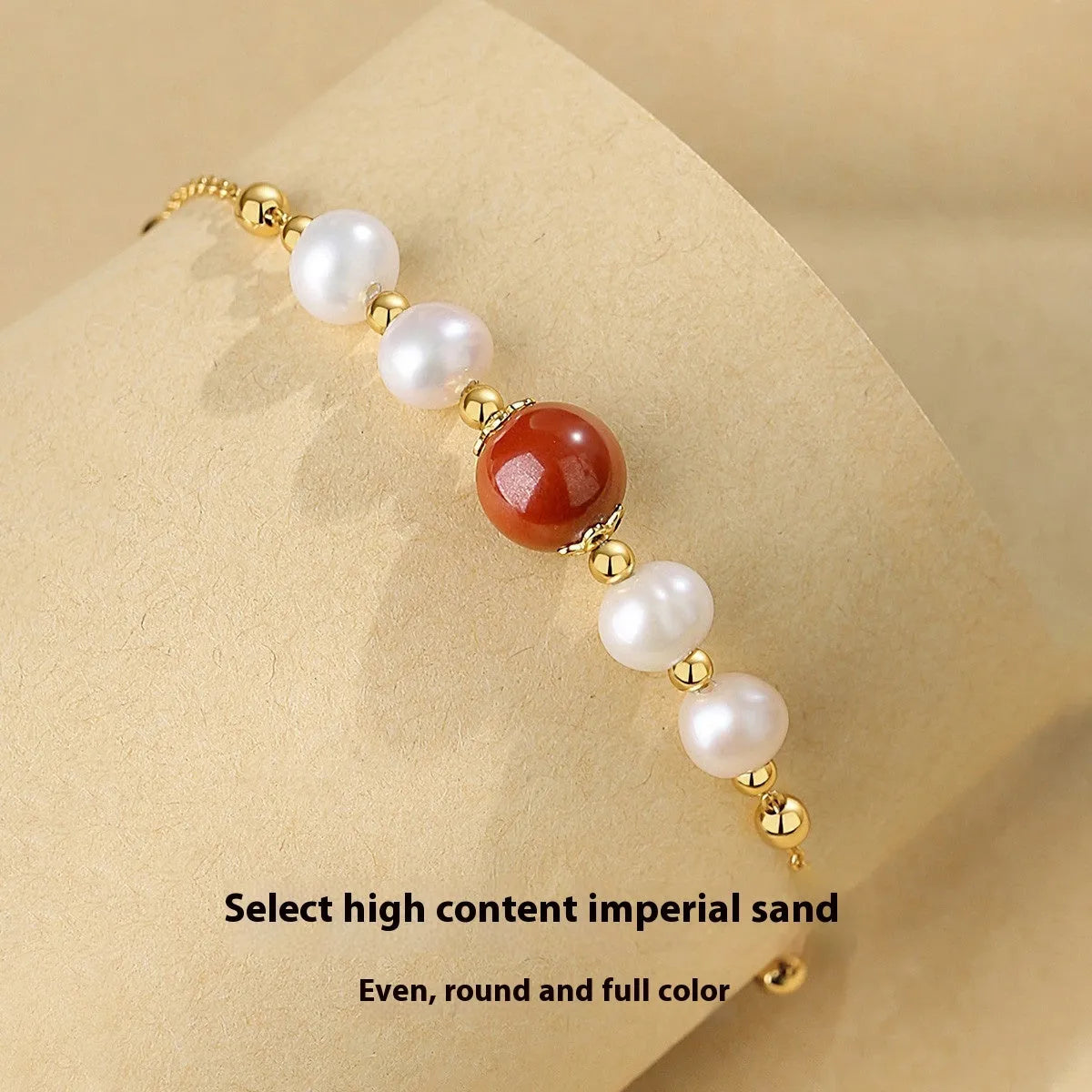 Yellow retro-style cinnabar bracelet for women made from 925 silver on a neutral background.