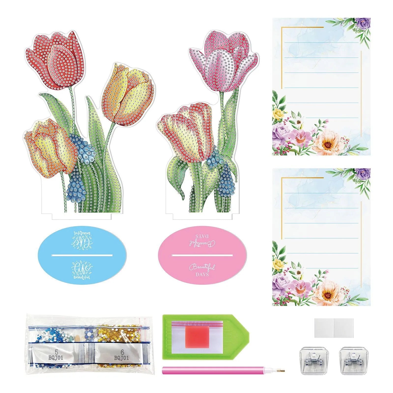 Diamond painting kit with note clip for desktop decoration in American style.