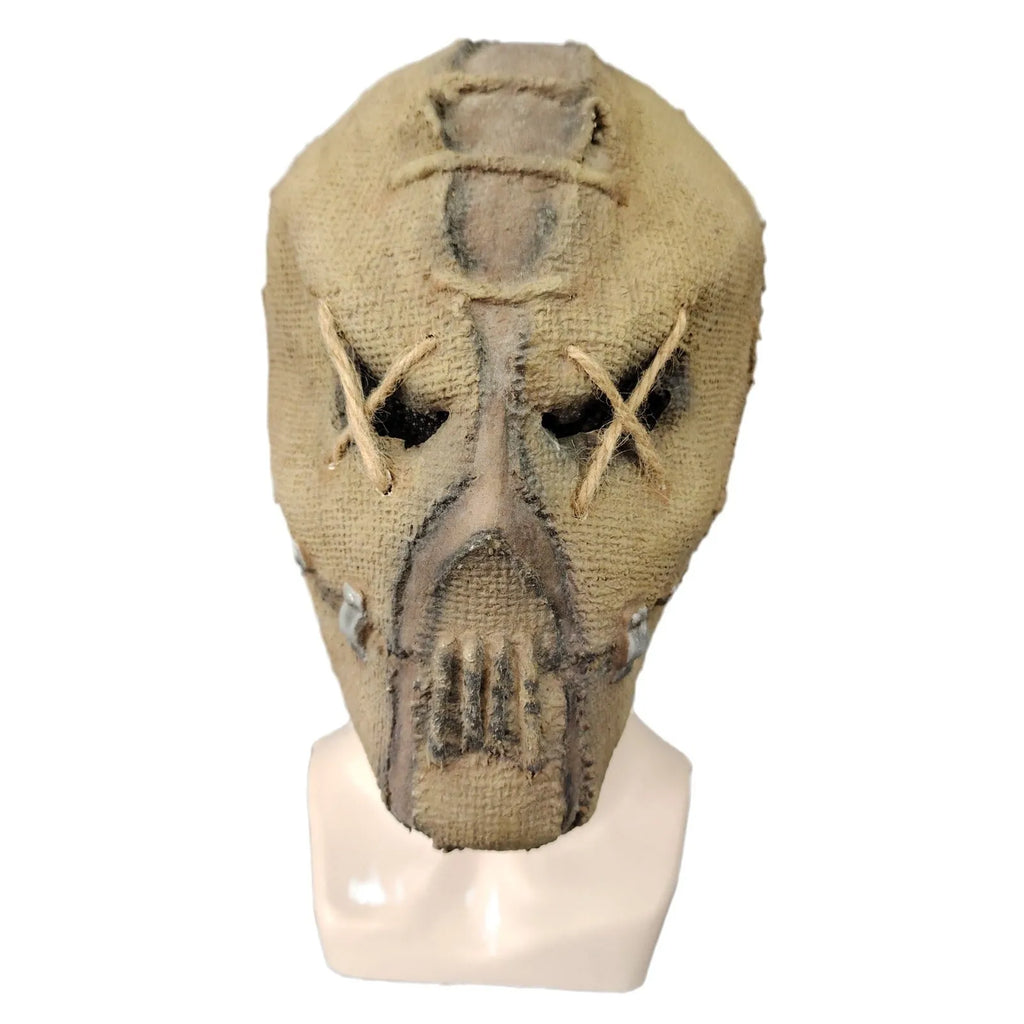 Latex Halloween horror mask with scar skull design showing dimensions of 31cm height
