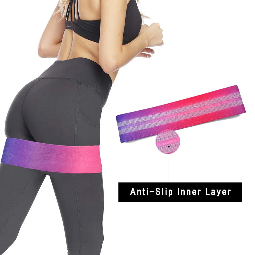 Anti-slip squat resistance band with woven cotton texture for improved grip during exercises