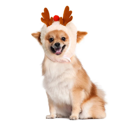 Christmas pet costume with velvet fabric and festive antlers
