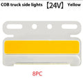 Waterproof aluminium truck COB side light in blue, green, red, white, or yellow for 12V/24V vehicles.