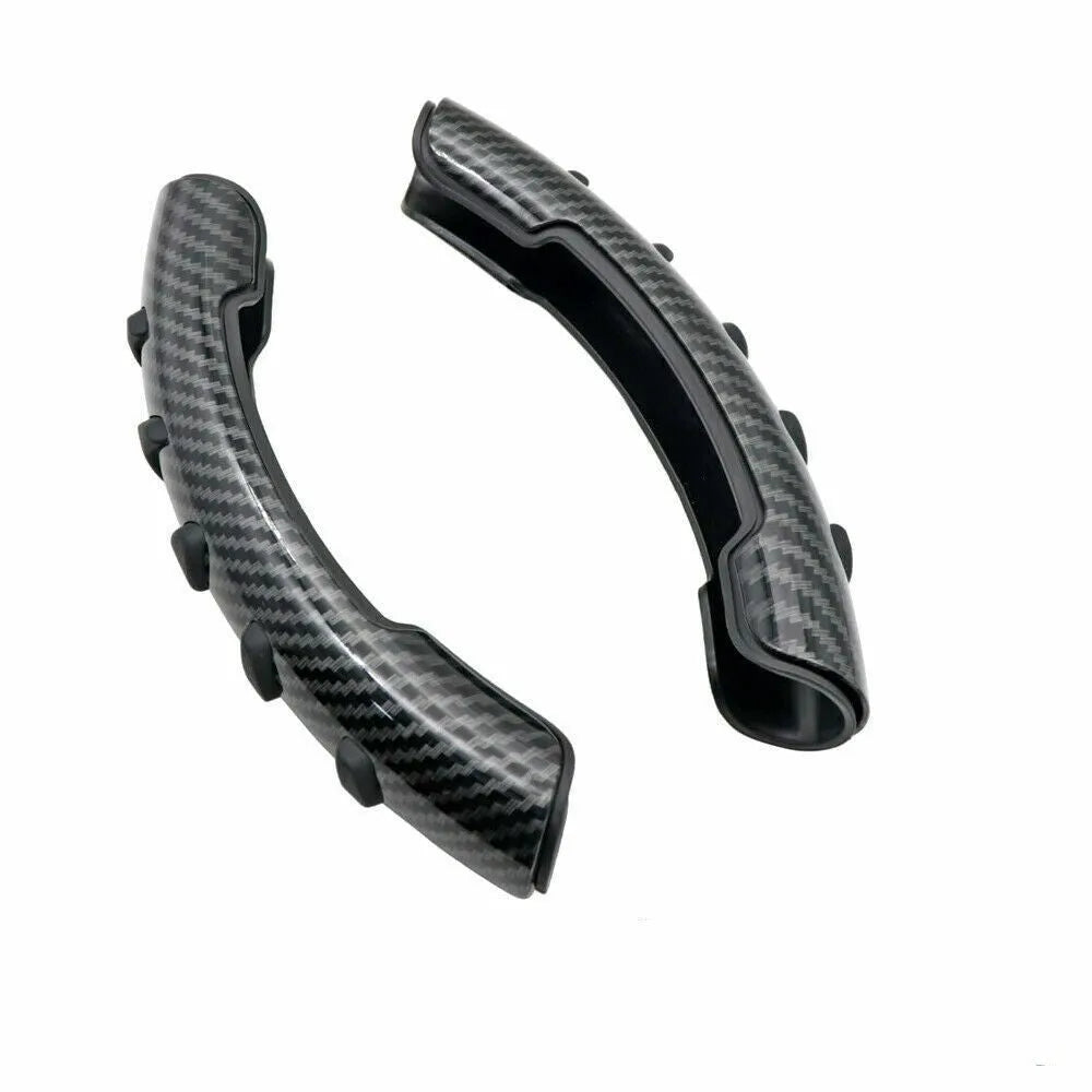 Carbon fibre black woven anti-slip sleeve for a 38cm car steering wheel.