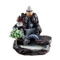 Ceramic backflow incense burner with modern minimalist design in green tree colour
