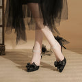 Black two-way all-matching outdoor sandal pumps with 6-8cm stiletto heel and pointed toe