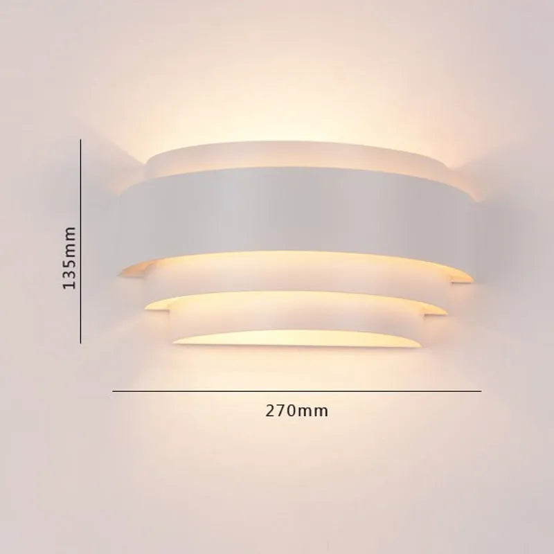 Modern minimalist iron bedside wall lamp in black finish on a wall, 270x135x110mm size