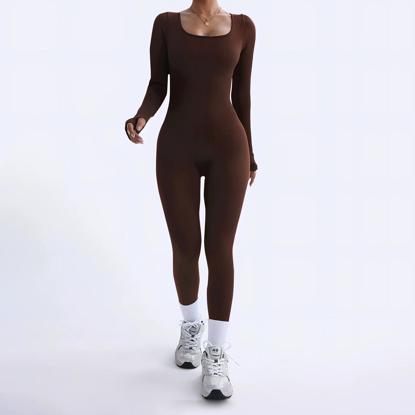 Black threaded square collar jumpsuit with slimming buttocks panel, cotton fabric, sizes S-3XL, 140cm length