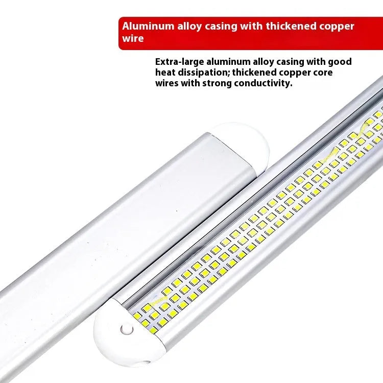 Super bright LED reading light with three rows of 120 beads and four-bend aluminium case for car or truck interior