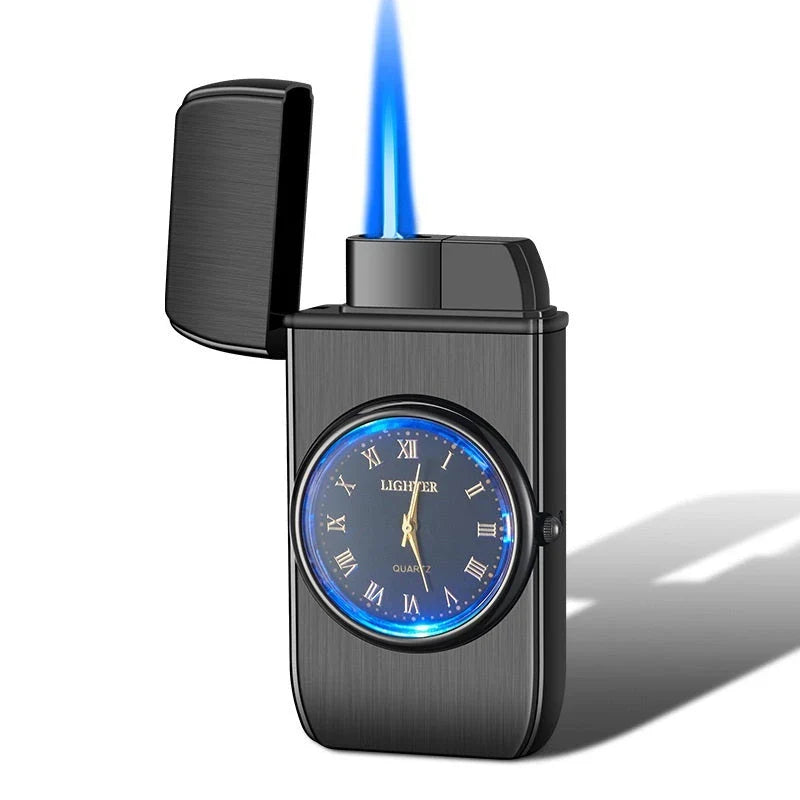 Multifunctional electronic lighter and watch combo with brushed metal design and LED display