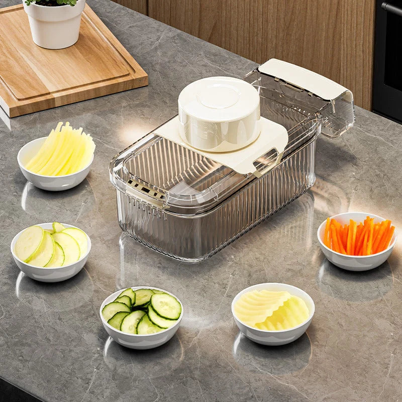 2in1 multifunctional vegetable cutter with five replaceable blades for efficient food preparation