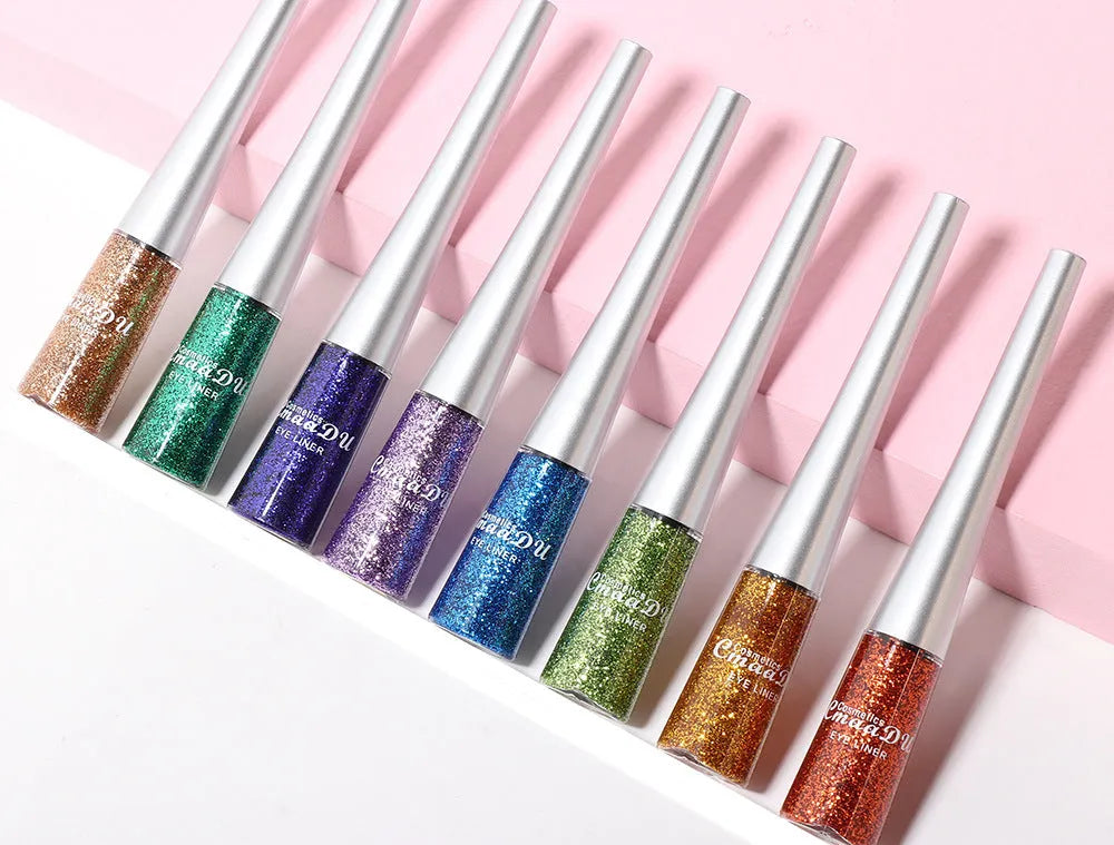 16 colour glitter liquid eyeliner set in a kit with 5g tubes in assorted shimmer shades