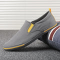 Men's low-top canvas sneakers in black orange, grey or khaki with vulcanised rubber soles