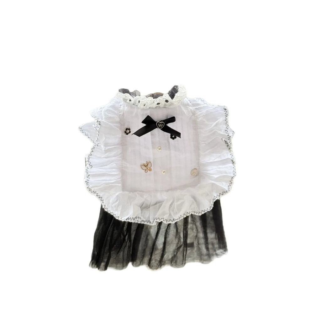 White polyester waltz gauze skirt dog clothing on a mannequin, showing princess style.