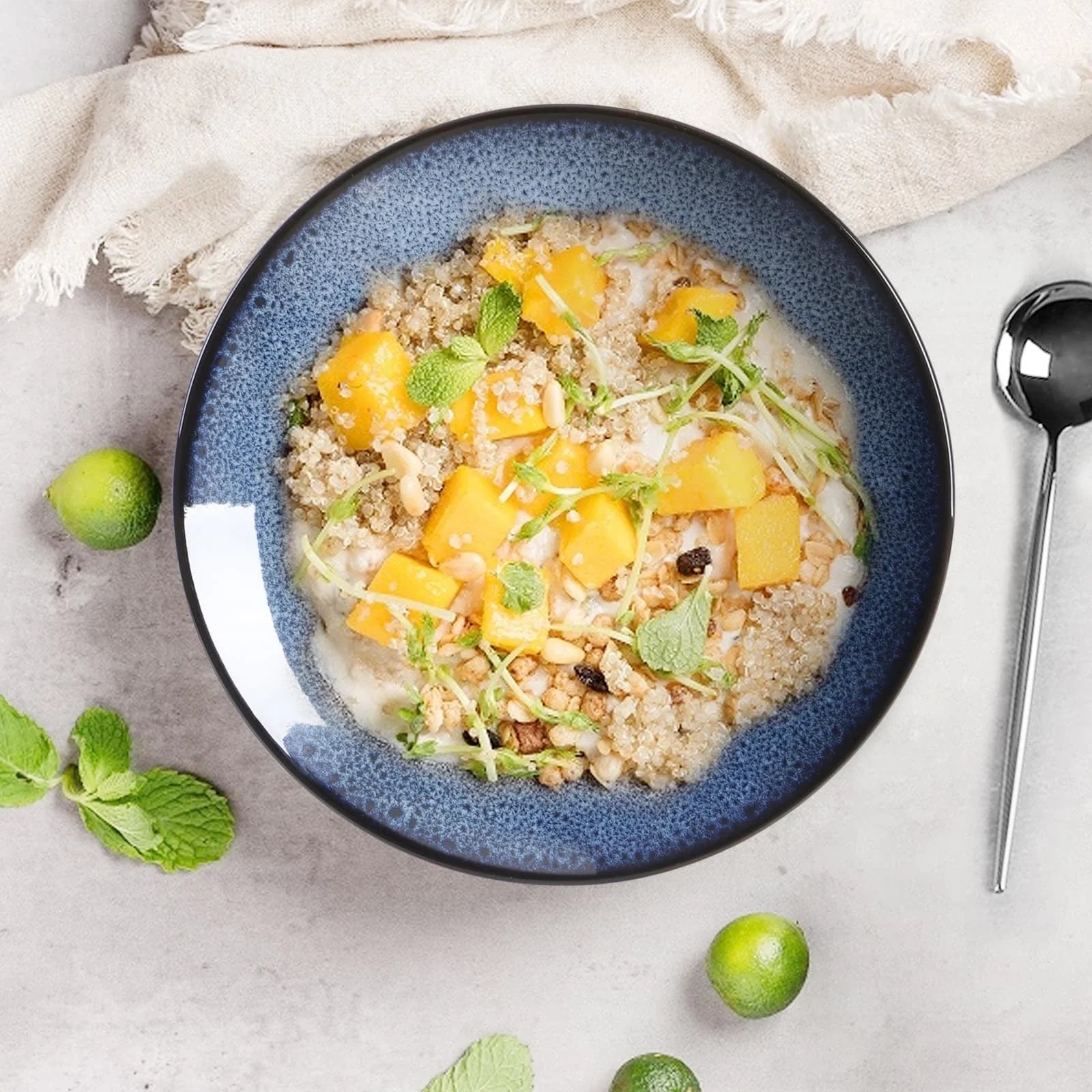 Set of 6 high-fired ceramic plates, versatile for any meal, dishwasher and oven safe