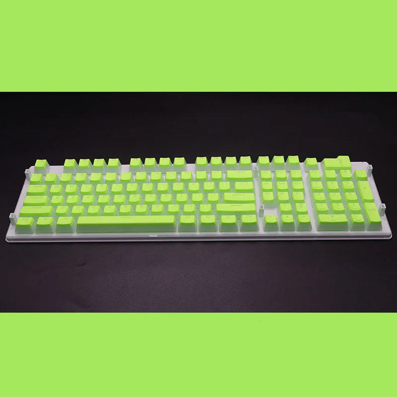 Set of 108 PBT keycaps with double-skin pudding cream design in various colours for mechanical keyboards.