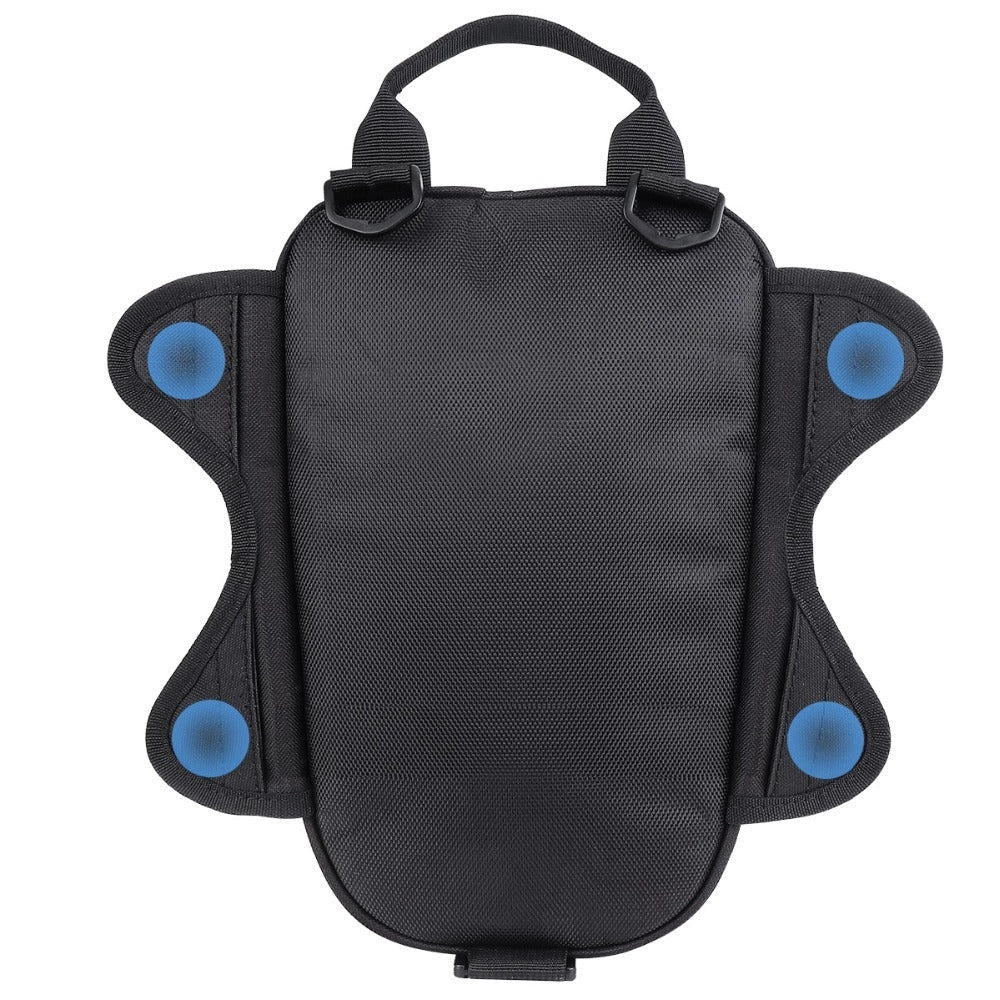 Black waterproof magnetic motorcycle fuel tank bag with reflective strips for safety