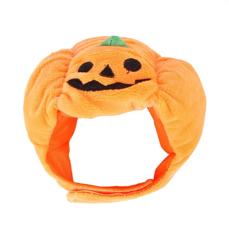 Pet Halloween funny pumpkin hat in orange polyester, large size 42cm length, for dogs or cats