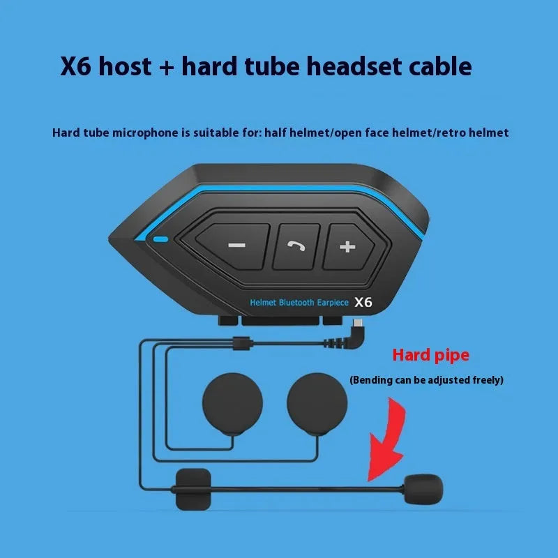 X6 hard tube wheat motorcycle helmet Bluetooth headset with microphone and data cable
