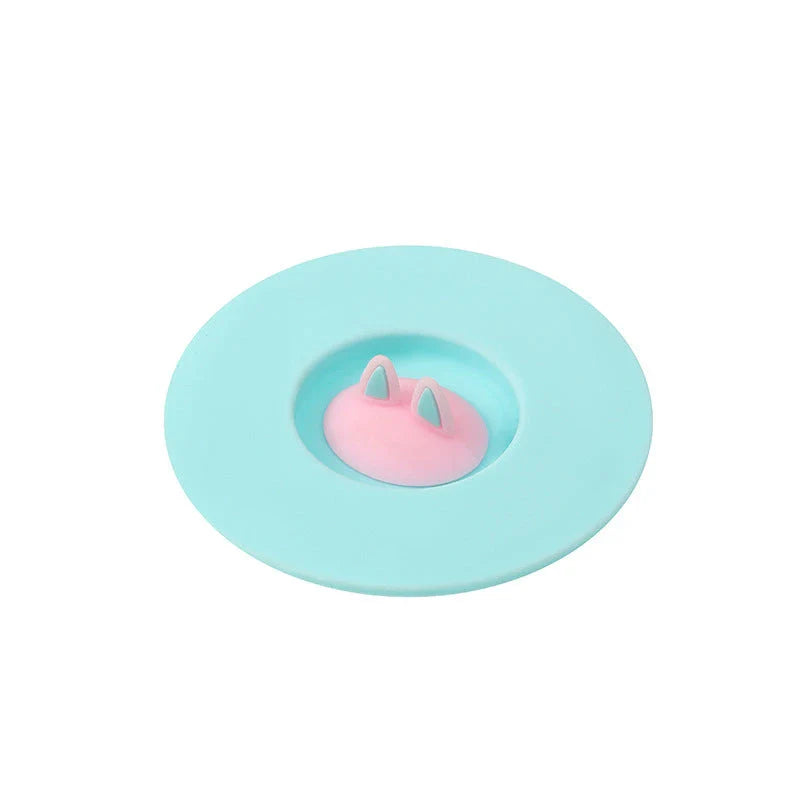 Cartoon cat ear silicone lids in vibrant colors - create leak-proof seal, spoon rest, and temperature-resistant design for cups, mugs, and bowls