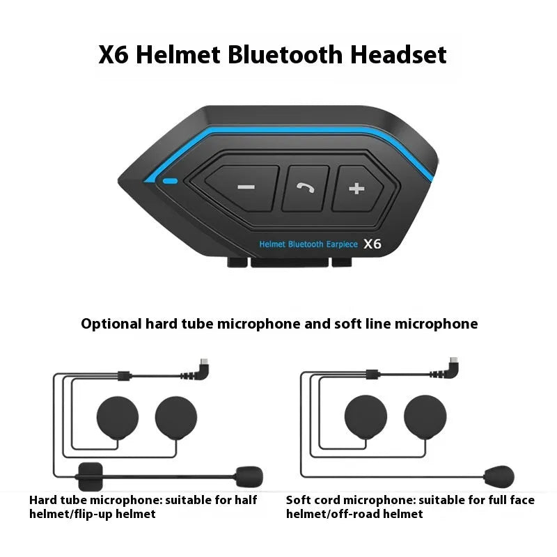 X6 hard tube wheat motorcycle helmet Bluetooth headset with microphone and data cable