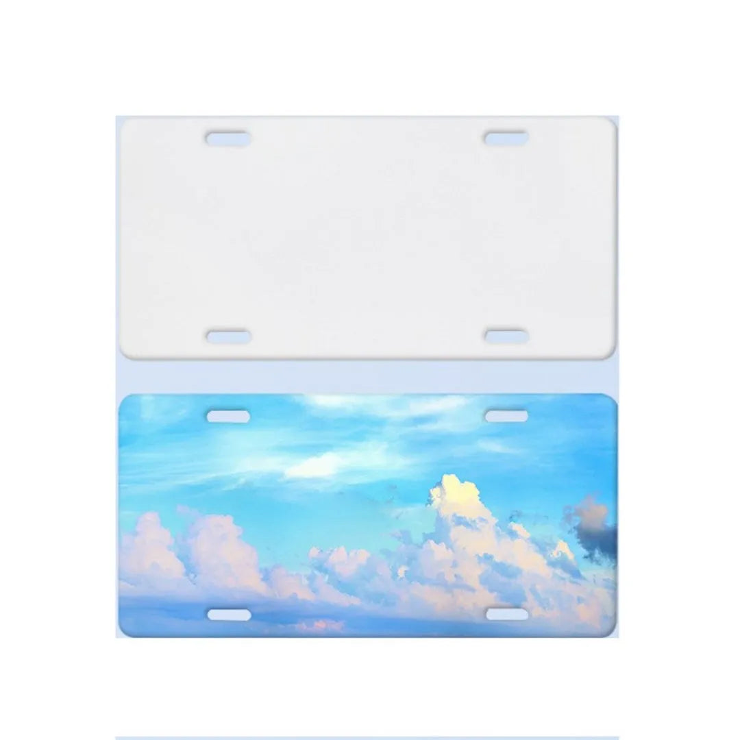 White aluminium licence plate blank sheet measuring 30.3 by 15 centimetres.