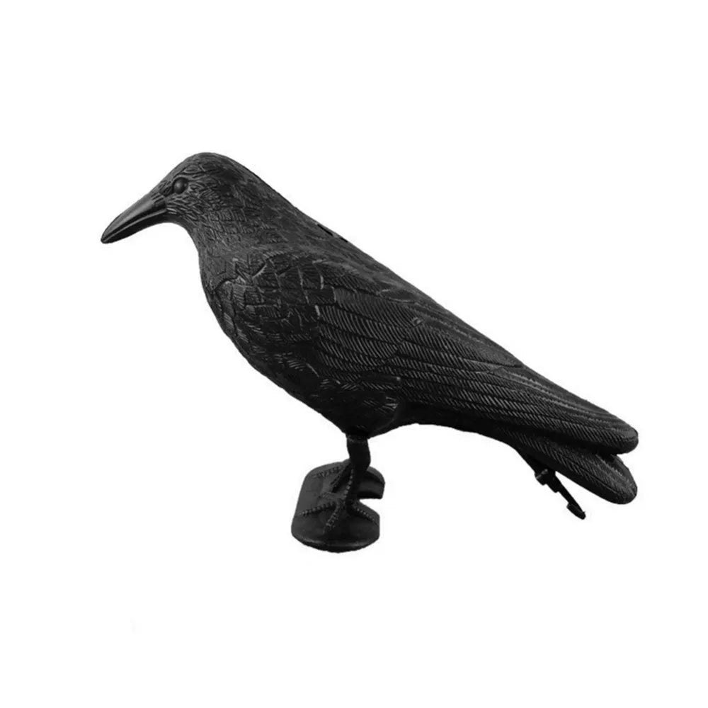 Hunting animal repeller PE owl decoy 38.5cm tall with realistic painted detail, isolated on white