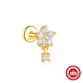 S925 sterling silver moon diamond embedded star geometric earrings in single gold colour