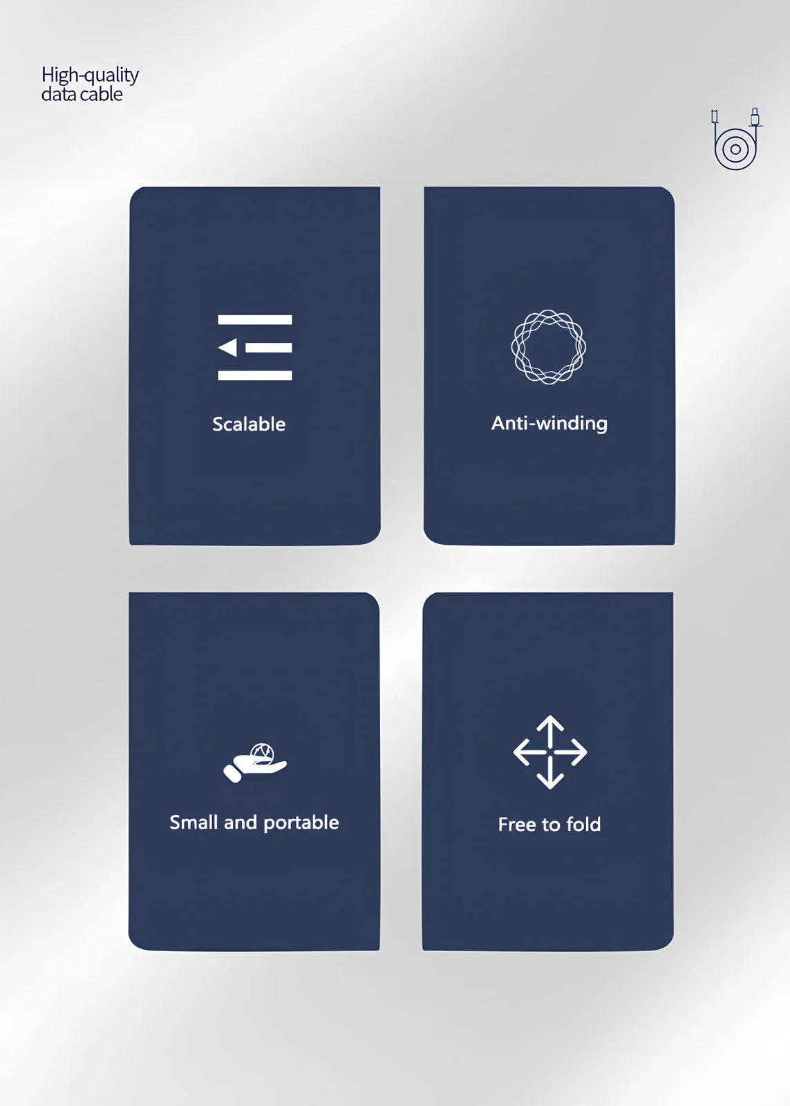 Black 3A magnetic fast charging data cable with Type-C and Apple heads, 1.8m length for iPhone and Android