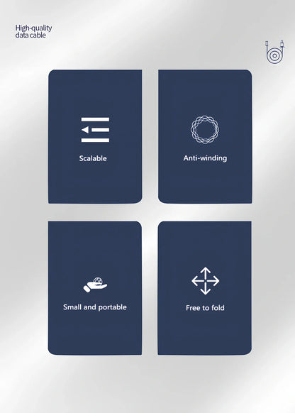 Black 3A magnetic fast charging data cable with Type-C and Apple heads, 1.8m length for iPhone and Android