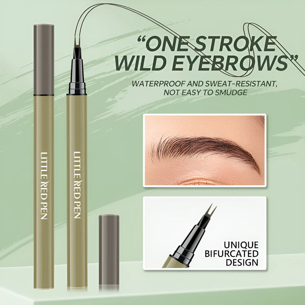 Two fork eyebrow pencil fine liquid applicator in brown and black waterproof formula