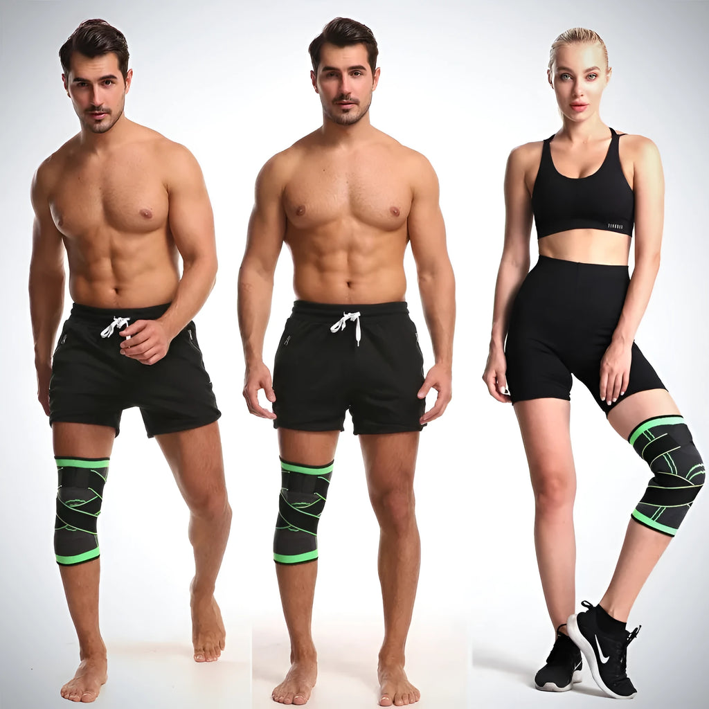 Single non-slip fitness knee pad in nylon cloth, shown in one of six colours with weight sizing codes S to 3XL.