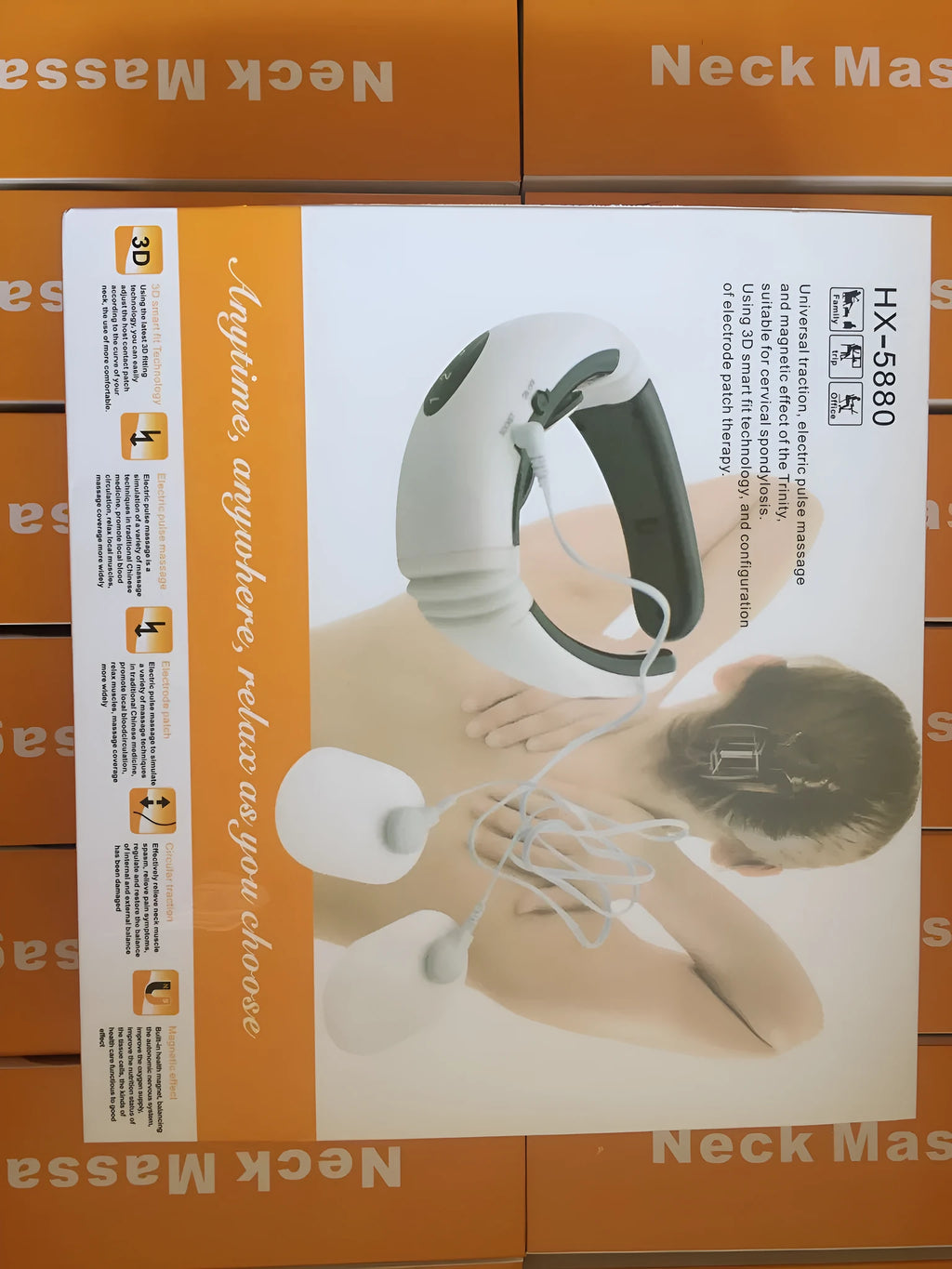 Cervical massager with 6 modes, white colour, ABS and gel construction, compact neck massage device