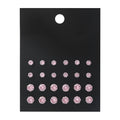 Pink round women's earrings set with 12 pairs of alloy electroplated geometric studs on display