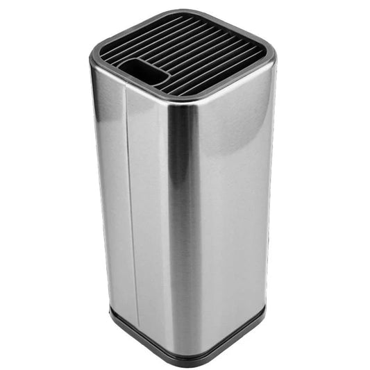 Stainless steel drainable knife and chopping board holder for kitchen organisation