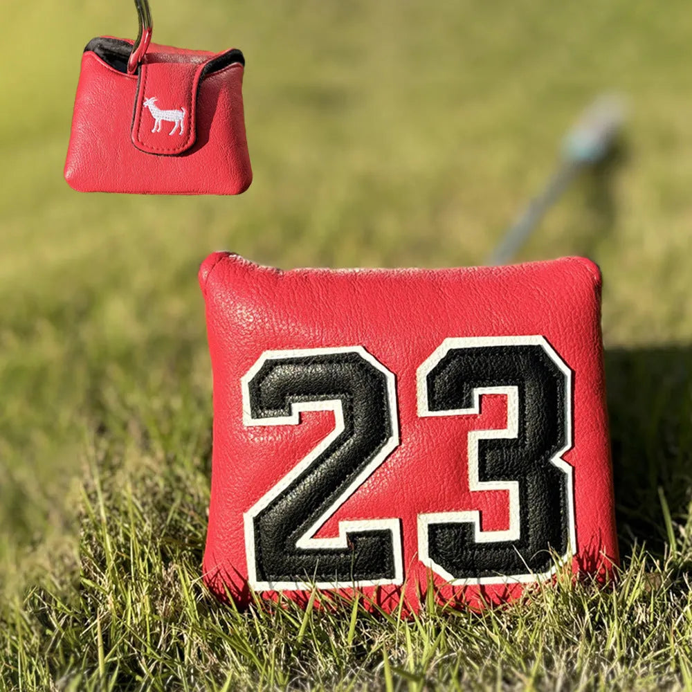 Set of four coloured PU golf club sleeves for iron head protection, including fairway, No1, and putter designs.