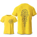 Viking rune compass graphic on pure cotton men's T-shirt in pullover style